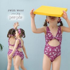 画像9: カチューシャ付き 子供（小）水着 女の子 ワンピース キッズ リボン 子ども用水着 ワンピース 水泳 スイムウェア ウェアキッズ スイムウェア 旅行温泉 紫外線対策 5サイズ (9)