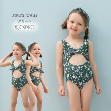 画像8: カチューシャ付き 子供（小）水着 女の子 ワンピース キッズ リボン 子ども用水着 ワンピース 水泳 スイムウェア ウェアキッズ スイムウェア 旅行温泉 紫外線対策 5サイズ (8)