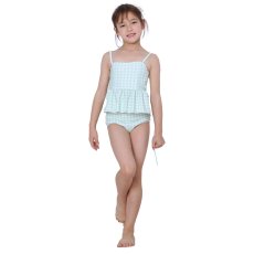 画像17: KIDSキャミソール ハイウェストセット水着　キッズ 水着 女の子 ワンピース水着 ガールズ 女児 小学生 子供用 UVカット かわいい 温泉 夏 旅行 (17)