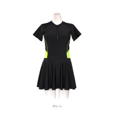 画像14: オールインワン ワンピース フィットネス レディース競泳用 体型カバー水着 フィットネス水着 女性用 練習用　競泳水着 ラッシュガード かわいい めくれ防止  女性 水着 (14)
