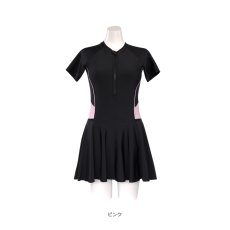画像17: オールインワン ワンピース フィットネス レディース競泳用 体型カバー水着 フィットネス水着 女性用 練習用　競泳水着 ラッシュガード かわいい めくれ防止  女性 水着 (17)