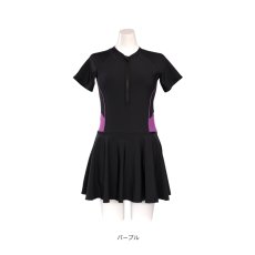画像16: オールインワン ワンピース フィットネス レディース競泳用 体型カバー水着 フィットネス水着 女性用 練習用　競泳水着 ラッシュガード かわいい めくれ防止  女性 水着 (16)