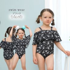 画像10: オフォショルター KIDS水着  可愛い水着　子供（小）水着 キッズ 女の子 ワンピース キッズ リボン 子ども用水着 水着 ワンピース 水泳 スイムウェア ウェアキッズ (10)