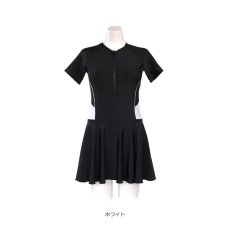 画像13: オールインワン ワンピース フィットネス レディース競泳用 体型カバー水着 フィットネス水着 女性用 練習用　競泳水着 ラッシュガード かわいい めくれ防止  女性 水着 (13)