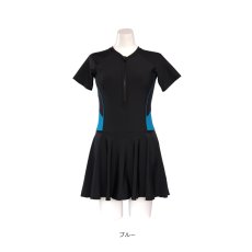 画像15: オールインワン ワンピース フィットネス レディース競泳用 体型カバー水着 フィットネス水着 女性用 練習用　競泳水着 ラッシュガード かわいい めくれ防止  女性 水着 (15)