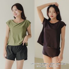 画像8: インナー付きTシャツとショーツとショットパンツの３点セット水着　レディース 体型カバー 3点セット 半袖シャツラッシュガード ショートパンツ セパレート 3way (8)
