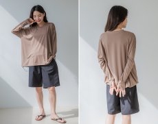 画像27: トップスとショーツとカバーアップロングTと布帛パンツ４点セット水着 タンキニ水着 レディース 体型カバー 長袖シャツ ラッシュガード ハーフパンツ 4点セットビキニ (27)