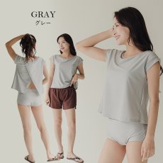画像16: インナー付きTシャツとショーツとショットパンツの３点セット水着　レディース 体型カバー 3点セット 半袖シャツラッシュガード ショートパンツ セパレート 3way (16)