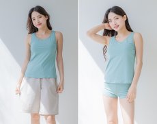 画像20: トップスとショーツとカバーアップロングTと布帛パンツ４点セット水着 タンキニ水着 レディース 体型カバー 長袖シャツ ラッシュガード ハーフパンツ 4点セットビキニ (20)