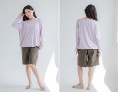 画像18: トップスとショーツとカバーアップロングTと布帛パンツ４点セット水着 タンキニ水着 レディース 体型カバー 長袖シャツ ラッシュガード ハーフパンツ 4点セットビキニ (18)