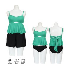 画像15: トップス　ショーツ　ショットパンツの水着３点セット レディース　2way セパレート ストラップ スイムドレス ホルターネック スカート セクシー 大人水着 ビーチ プール リゾート (15)