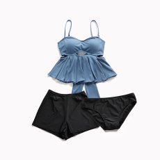 画像18: トップス　ショーツ　ショットパンツの水着３点セット レディース　2way セパレート ストラップ スイムドレス ホルターネック スカート セクシー 大人水着 ビーチ プール リゾート (18)