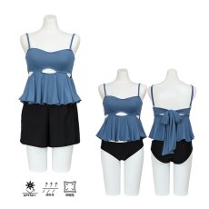 画像13: トップス　ショーツ　ショットパンツの水着３点セット レディース　2way セパレート ストラップ スイムドレス ホルターネック スカート セクシー 大人水着 ビーチ プール リゾート (13)
