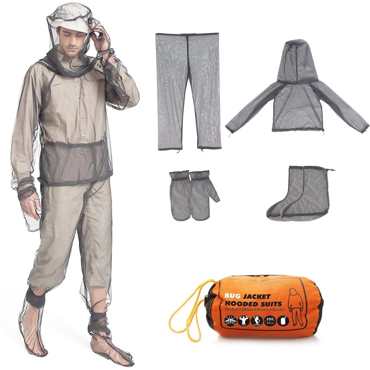 画像2: パーカーとズボンと手袋とソックスと４点セット虫よけウェア (2)