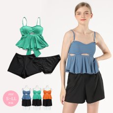 画像5: トップス　ショーツ　ショットパンツの水着３点セット レディース　2way セパレート ストラップ スイムドレス ホルターネック スカート セクシー 大人水着 ビーチ プール リゾート (5)