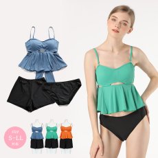 画像4: トップス　ショーツ　ショットパンツの水着３点セット レディース　2way セパレート ストラップ スイムドレス ホルターネック スカート セクシー 大人水着 ビーチ プール リゾート (4)