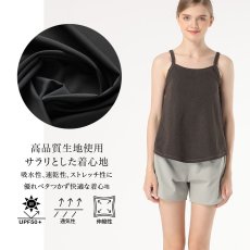 画像6: 特殊素材リプ　トップス　ハイウェストショーツ　布帛ショットパンツ　水着3点セット　水着 レディース 体型カバー ショートパンツ ギャザーフリル肩ひも ハイウエスト (6)