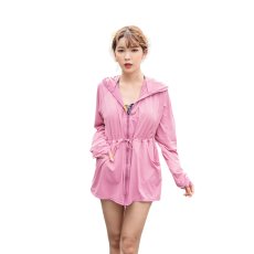 画像23: 新色増加　ロング ハイネック ハット付き UVカット ヒンヤリ 特殊素材 ラッシュガード レディース 丈長め 顔まで ジップ つば付き 日焼け防止 速乾 通気性 ロング 長袖 UVカット 体型カバー 水着 フード (23)