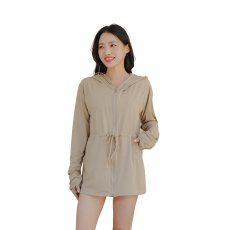 画像31: 新色増加　ロング ハイネック ハット付き UVカット ヒンヤリ 特殊素材 ラッシュガード レディース 丈長め 顔まで ジップ つば付き 日焼け防止 速乾 通気性 ロング 長袖 UVカット 体型カバー 水着 フード (31)