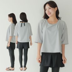 画像19: インナー付きトップスとレギンスとショットパンツの体型カバー水着３点セット 水着 韓国風 かわいい 速乾性 スポーツ パッド付き 水泳用 水陸両用 普段着 女性用 (19)