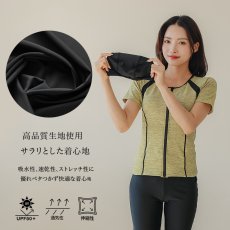 画像4: めぐれ防止ボタン着きフィットネス水着セット 競泳練習用水着 水着セット キャップ付き レディース セパレート 半袖 上下セット 大きいサイズ 体型カバ- (4)