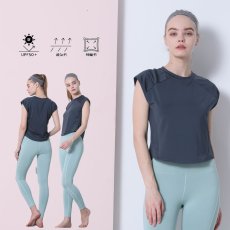 画像22: ヨガウェア　Tシャツ　ヨガウェア 超軽量　ストレッチタイプ トップス レディース　ランニングウェア ゆったりシャツ トレーニングウェア フィットネスウェア ジムウェア (22)