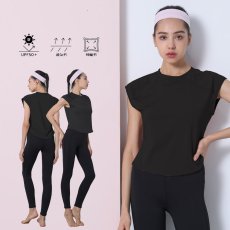 画像25: ヨガウェア　Tシャツ　ヨガウェア 超軽量　ストレッチタイプ トップス レディース　ランニングウェア ゆったりシャツ トレーニングウェア フィットネスウェア ジムウェア (25)