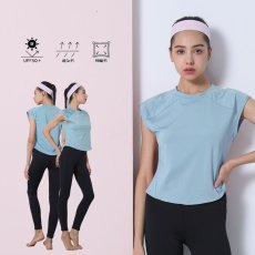 画像27: ヨガウェア　Tシャツ　ヨガウェア 超軽量　ストレッチタイプ トップス レディース　ランニングウェア ゆったりシャツ トレーニングウェア フィットネスウェア ジムウェア (27)