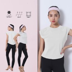 画像24: ヨガウェア　Tシャツ　ヨガウェア 超軽量　ストレッチタイプ トップス レディース　ランニングウェア ゆったりシャツ トレーニングウェア フィットネスウェア ジムウェア (24)