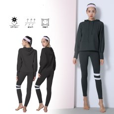 画像23: ロングヨガ単品パーカー　スポーツウェア ヨガウェア トップス レディース 長袖 ヨガシャツ ハイネック ジャケット フルジップ パーカー ジップアップ フィットネス トレーニング おしゃれ ロングスリーブ (23)