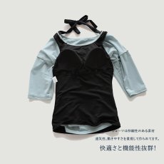画像12: インナー付きトップスとレギンスとショットパンツの体型カバー水着３点セット 水着 韓国風 かわいい 速乾性 スポーツ パッド付き 水泳用 水陸両用 普段着 女性用 (12)