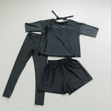 画像22: インナー付きトップスとレギンスとショットパンツの体型カバー水着３点セット 水着 韓国風 かわいい 速乾性 スポーツ パッド付き 水泳用 水陸両用 普段着 女性用 (22)