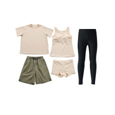 画像32: 体系カバー水着５点セット　Tシャツ　布帛サーフパンツ　レギンス　タンキニ上下セット運動服　ヨガ　スポーツウェア レディース ラッシュガード 上下セット 体型カバー セパレート タンキニ 長袖 5点セット 半袖  レギンス uvカット upf50+ プール 海 水陸両用 無地シンプル色展開　 (32)