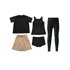画像26: 体系カバー水着５点セット　Tシャツ　布帛サーフパンツ　レギンス　タンキニ上下セット運動服　ヨガ　スポーツウェア レディース ラッシュガード 上下セット 体型カバー セパレート タンキニ 長袖 5点セット 半袖  レギンス uvカット upf50+ プール 海 水陸両用 無地シンプル色展開　 (26)