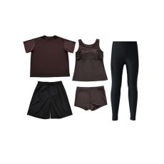 画像28: 体系カバー水着５点セット　Tシャツ　布帛サーフパンツ　レギンス　タンキニ上下セット運動服　ヨガ　スポーツウェア レディース ラッシュガード 上下セット 体型カバー セパレート タンキニ 長袖 5点セット 半袖  レギンス uvカット upf50+ プール 海 水陸両用 無地シンプル色展開　 (28)