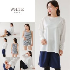 画像8: 無地　ロング袖体系カバーTシャツ　布帛ショットパンツ　レギンス　タンキニ上下セット　水着5点セット レディース 体型カバー ラッシュガード 長袖  5点セット フィットネス  (8)