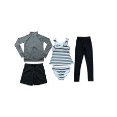 画像22: ラッシュガード　布帛ショットパンツ　タンキニ上下セット　レギンス　水着5点セット　体型カバー セパレート タンキニ 長袖 5点セット フード付き パーカー レギンス uvカットupf50+ プール 海 海水浴 サウナ　ヨガウェア (22)