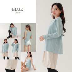 画像15: 無地　ロング袖体系カバーTシャツ　布帛ショットパンツ　レギンス　タンキニ上下セット　水着5点セット レディース 体型カバー ラッシュガード 長袖  5点セット フィットネス  (15)