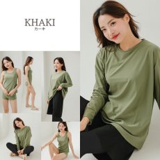 画像9: 無地　ロング袖体系カバーTシャツ　布帛ショットパンツ　レギンス　タンキニ上下セット　水着5点セット レディース 体型カバー ラッシュガード 長袖  5点セット フィットネス  (9)