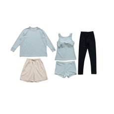 画像37: 無地　ロング袖体系カバーTシャツ　布帛ショットパンツ　レギンス　タンキニ上下セット　水着5点セット レディース 体型カバー ラッシュガード 長袖  5点セット フィットネス  (37)