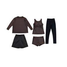 画像33: 無地　ロング袖体系カバーTシャツ　布帛ショットパンツ　レギンス　タンキニ上下セット　水着5点セット レディース 体型カバー ラッシュガード 長袖  5点セット フィットネス  (33)