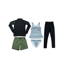 画像24: ラッシュガード　布帛ショットパンツ　タンキニ上下セット　レギンス　水着5点セット　体型カバー セパレート タンキニ 長袖 5点セット フード付き パーカー レギンス uvカットupf50+ プール 海 海水浴 サウナ　ヨガウェア (24)