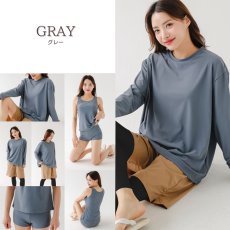 画像10: 無地　ロング袖体系カバーTシャツ　布帛ショットパンツ　レギンス　タンキニ上下セット　水着5点セット レディース 体型カバー ラッシュガード 長袖  5点セット フィットネス  (10)