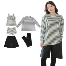 画像24: ロング袖Tシャツ　膝までロングショットパンツ　タンキニトップス　四角ショーツ　レギンス　５点セット水着 タンキニ水着 レディース 体型カバー 長袖シャツ ラッシュガード ハーフパンツ セット水着カバーアップ　 (24)