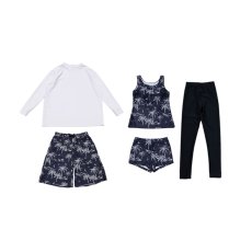 画像6: ロング袖Tシャツ　膝までロングショットパンツ　タンキニトップス　四角ショーツ　レギンス　５点セット水着 タンキニ水着 レディース 体型カバー 長袖シャツ ラッシュガード ハーフパンツ セット水着カバーアップ　 (6)
