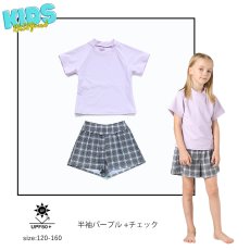 画像34: キッズ水着 セパレート 女の子 2点セット インナー付きショートパンツ インナー付きTシャツ 半袖 長袖 UVカット SPF50＋ かわいい おしゃれ 小学生　中学生　高校生 (34)