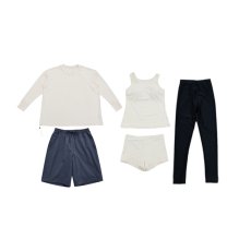 画像16: 体系カバー水着５点セット　Tシャツ　布帛サーフパンツ　レギンス　タンキニ上下セット運動服　ヨガ　スポーツウェア レディース ラッシュガード 上下セット 体型カバー セパレート タンキニ 長袖 レギンス uvカット upf50+ プール 海 水陸両用 無地シンプル色展開　 (16)