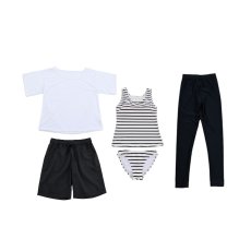 画像5: 体系カバー水着５点セット　Tシャツ　布帛サーフパンツ　レギンス　タンキニ上下セット運動服　ヨガ　スポーツウェア レディース セパレート タンキニ 半袖 5点セット  uvカット upf50+ プール 海 水陸両用 無地シンプル色展開　 (5)