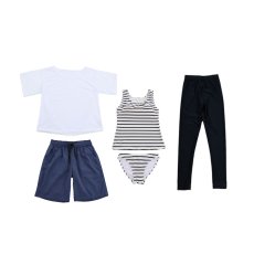画像7: 体系カバー水着５点セット　Tシャツ　布帛サーフパンツ　レギンス　タンキニ上下セット運動服　ヨガ　スポーツウェア レディース セパレート タンキニ 半袖 5点セット  uvカット upf50+ プール 海 水陸両用 無地シンプル色展開　 (7)