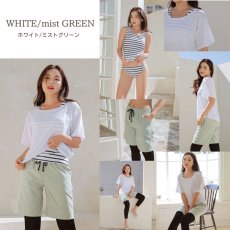 画像15: 体系カバー水着５点セット　Tシャツ　布帛サーフパンツ　レギンス　タンキニ上下セット運動服　ヨガ　スポーツウェア レディース セパレート タンキニ 半袖 5点セット  uvカット upf50+ プール 海 水陸両用 無地シンプル色展開　 (15)